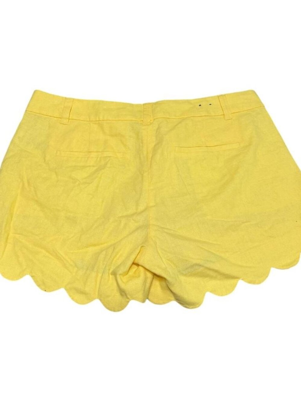Jcrew Yellow Linen And Cotton Scalloped Edge Shorts Size 8 - Picture 2 of 5